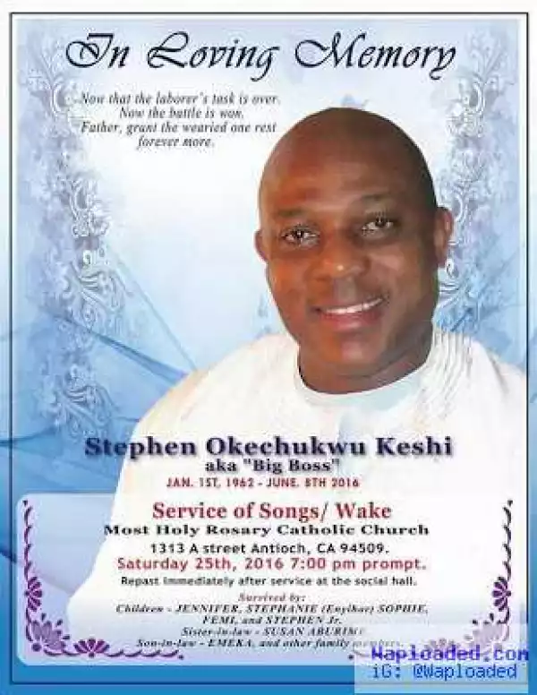 See The Burial Poster And Burial Arrangement of Late Stephen Keshi (Photo)